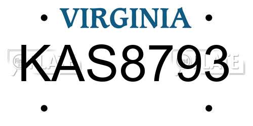 KAS8793 Virginia License Plate