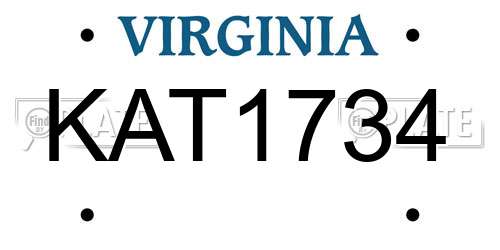 KAT1734 Virginia License Plate