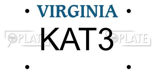 KAT3 Virginia License Plate