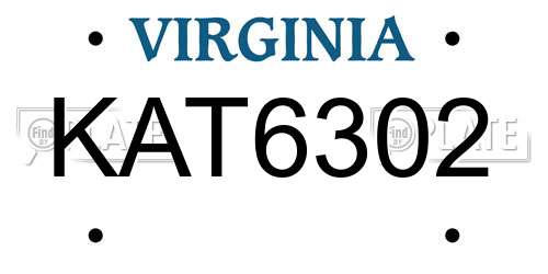 KAT6302 Virginia License Plate