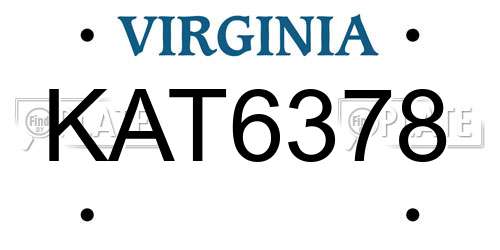 KAT6378 Virginia License Plate