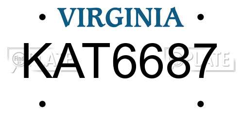 KAT6687 Virginia License Plate