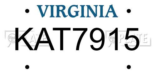 KAT7915 Virginia License Plate