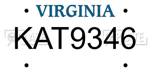 KAT9346 Virginia License Plate