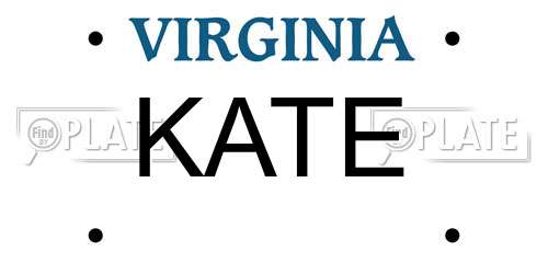 KATE Virginia License Plate