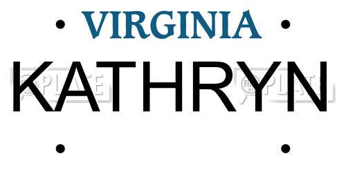 KATHRYN Virginia License Plate