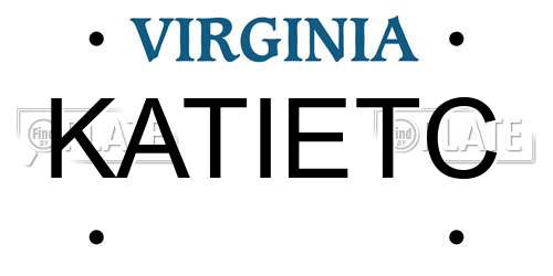 KATIETC Virginia License Plate