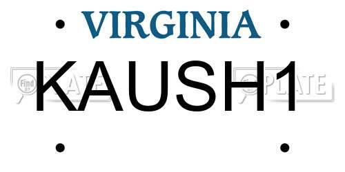 KAUSH1 Virginia License Plate