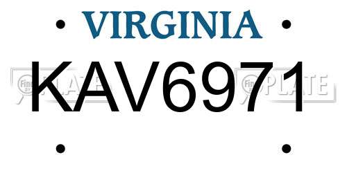 KAV6971 Virginia License Plate