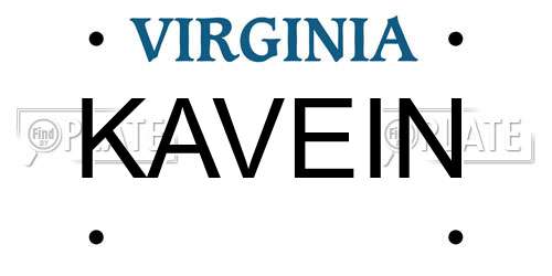 KAVEIN Virginia License Plate