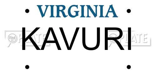 KAVURI Virginia License Plate