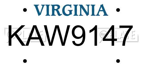 KAW9147 Virginia License Plate