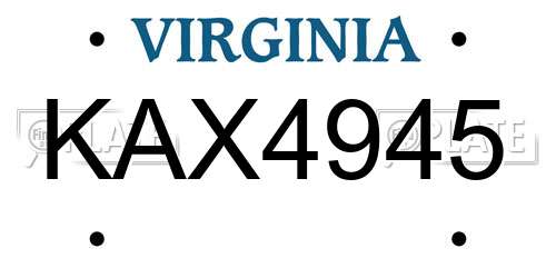 KAX4945 Virginia License Plate