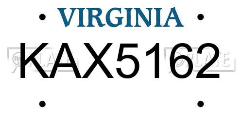 KAX5162 Virginia License Plate