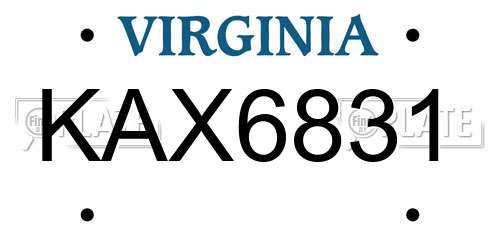 KAX6831 Virginia License Plate