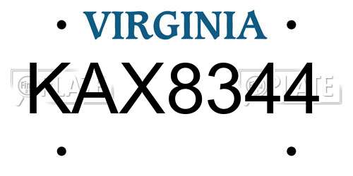 KAX8344 Virginia License Plate
