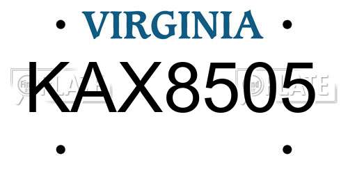 KAX8505 Virginia License Plate