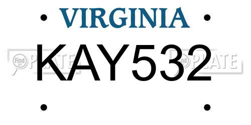 KAY532 Virginia License Plate