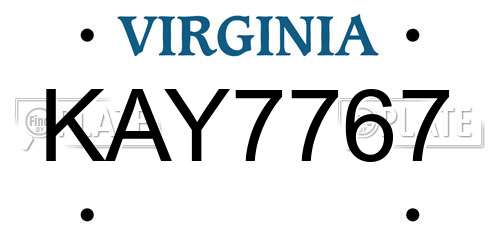 KAY7767 Virginia License Plate