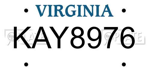 KAY8976 Virginia License Plate