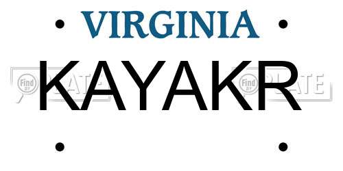 KAYAKR Virginia License Plate