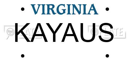KAYAUS Virginia License Plate