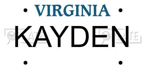 KAYDEN Virginia License Plate