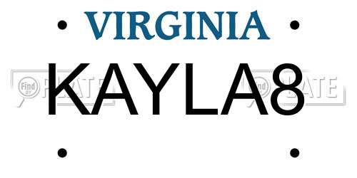 KAYLA8 Virginia License Plate