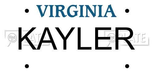 KAYLER Virginia License Plate