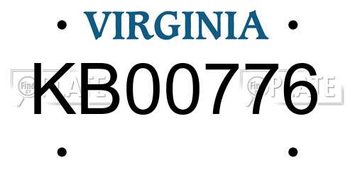 KB00776 Virginia License Plate