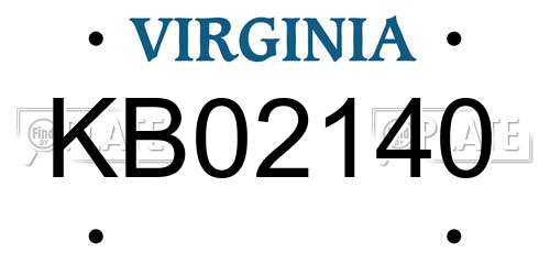 KB02140 Virginia License Plate