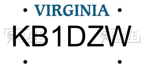 KB1DZW Virginia License Plate
