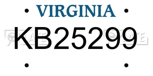 KB25299 Virginia License Plate