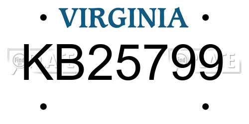 KB25799 Virginia License Plate
