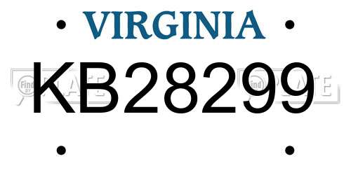 KB28299 Virginia License Plate