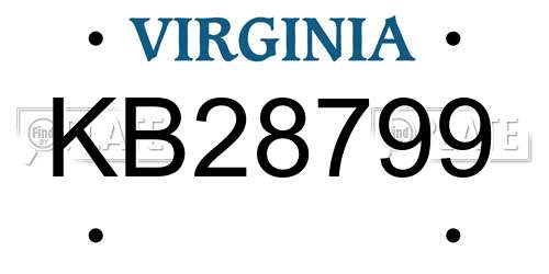 KB28799 Virginia License Plate