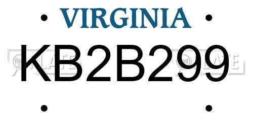 KB2B299 Virginia License Plate