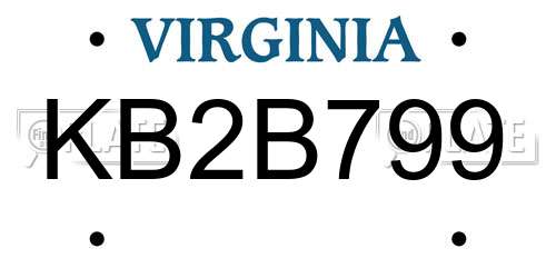 KB2B799 Virginia License Plate