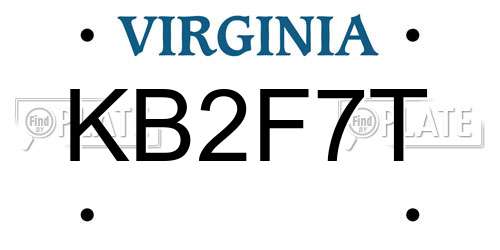 KB2F7T Virginia License Plate