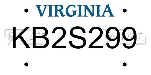 KB2S299 Virginia License Plate
