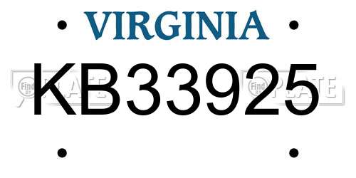 KB33925 Virginia License Plate