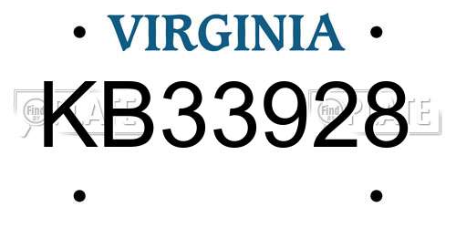 KB33928 Virginia License Plate