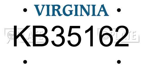 KB35162 Virginia License Plate