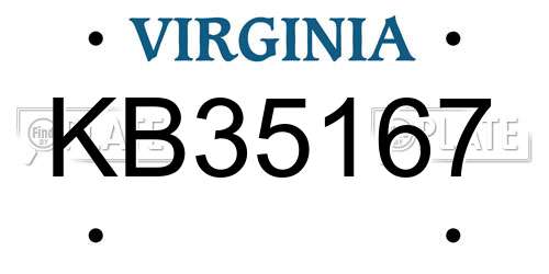 KB35167 Virginia License Plate