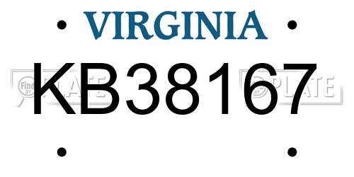 KB38167 Virginia License Plate