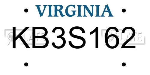 KB3S162 Virginia License Plate