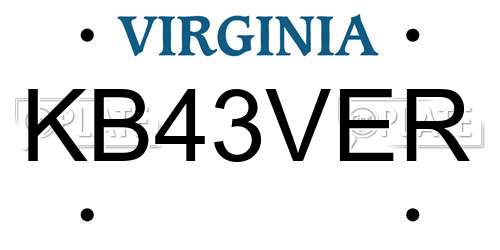 KB43VER Virginia License Plate