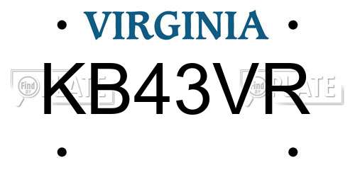 KB43VR Virginia License Plate