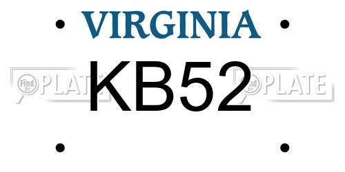 KB52 Virginia License Plate