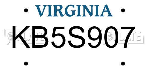 KB5S907 Virginia License Plate